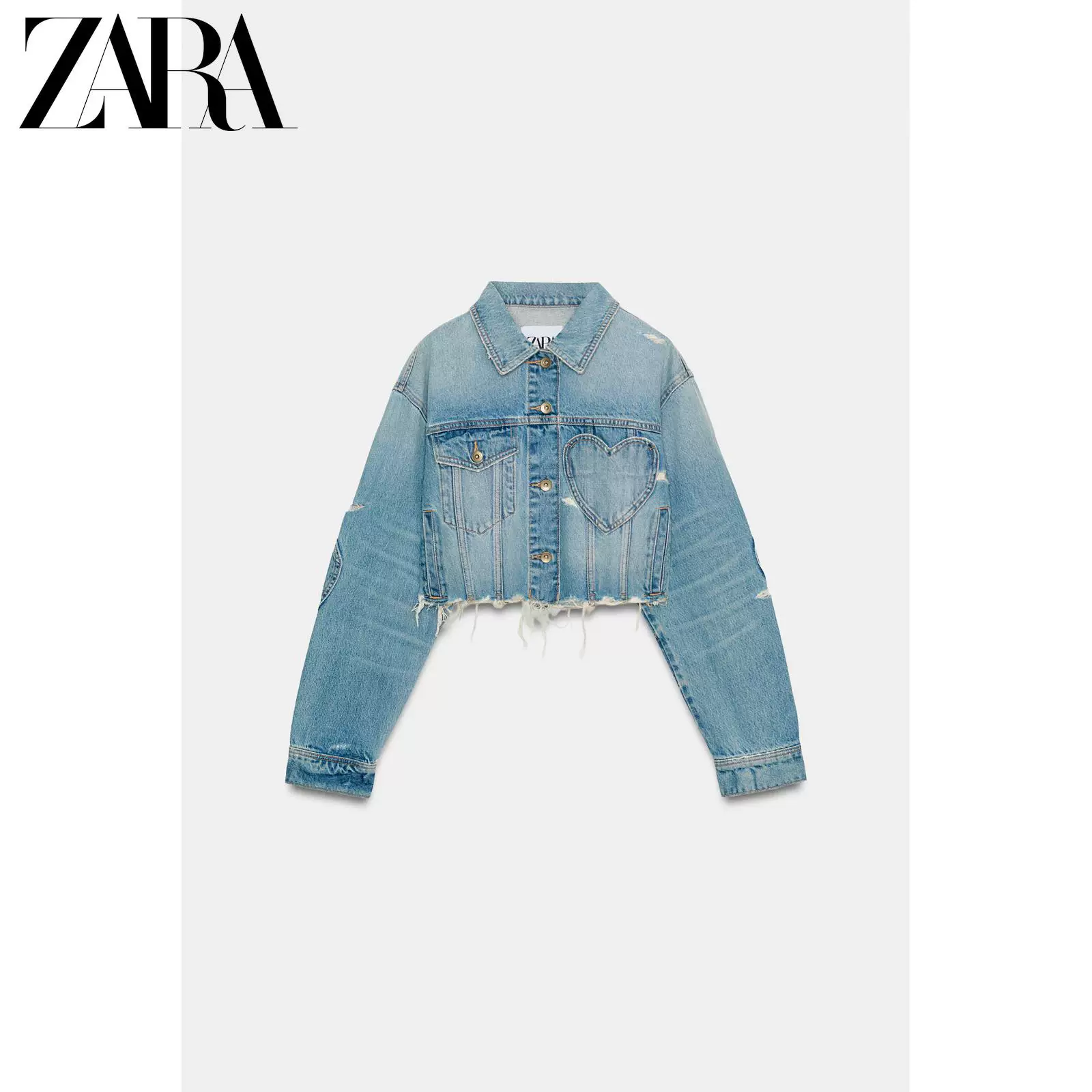 ZARA 26 весна-лето новые поступления TRF женская джинсовая куртка с формой сердца 0695073 400