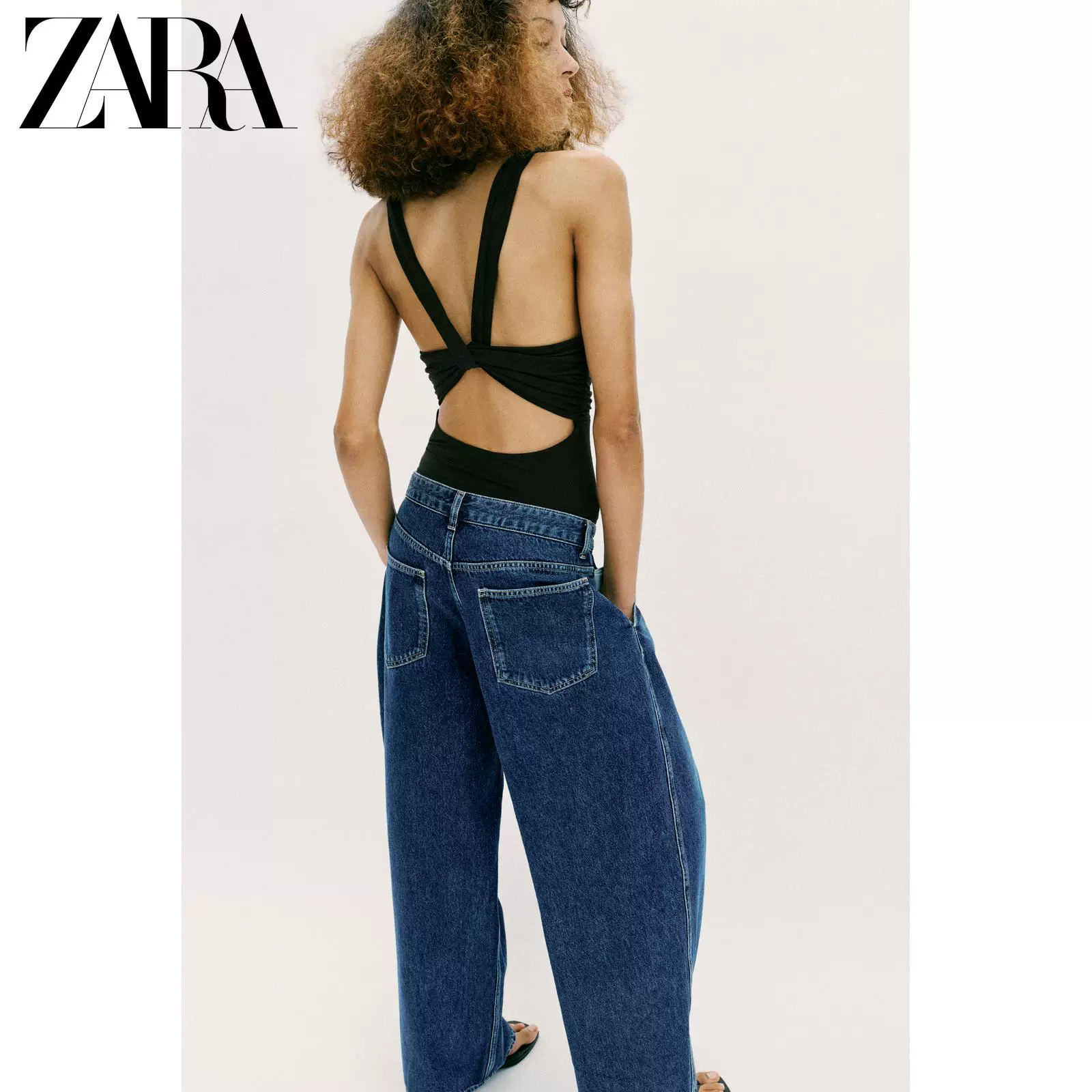 ZARA 2026 весна-лето новые поступления Женские безрукавный комбинезон с v-образным вырезом спина открытая складчатый нейлон 1026266 800