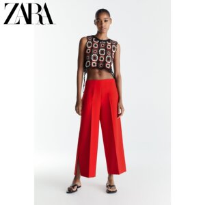 ZARA 夏季新款 女装 裤脚开叉阔腿裤 01608049600