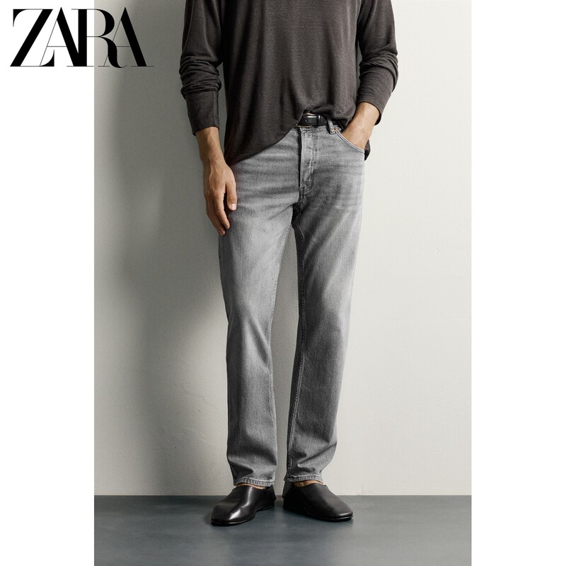 Zara2026 Early Autumn New Men's Clothing Slim-Fit Versatile Straight-Leg Washed Jeans 4060350 802