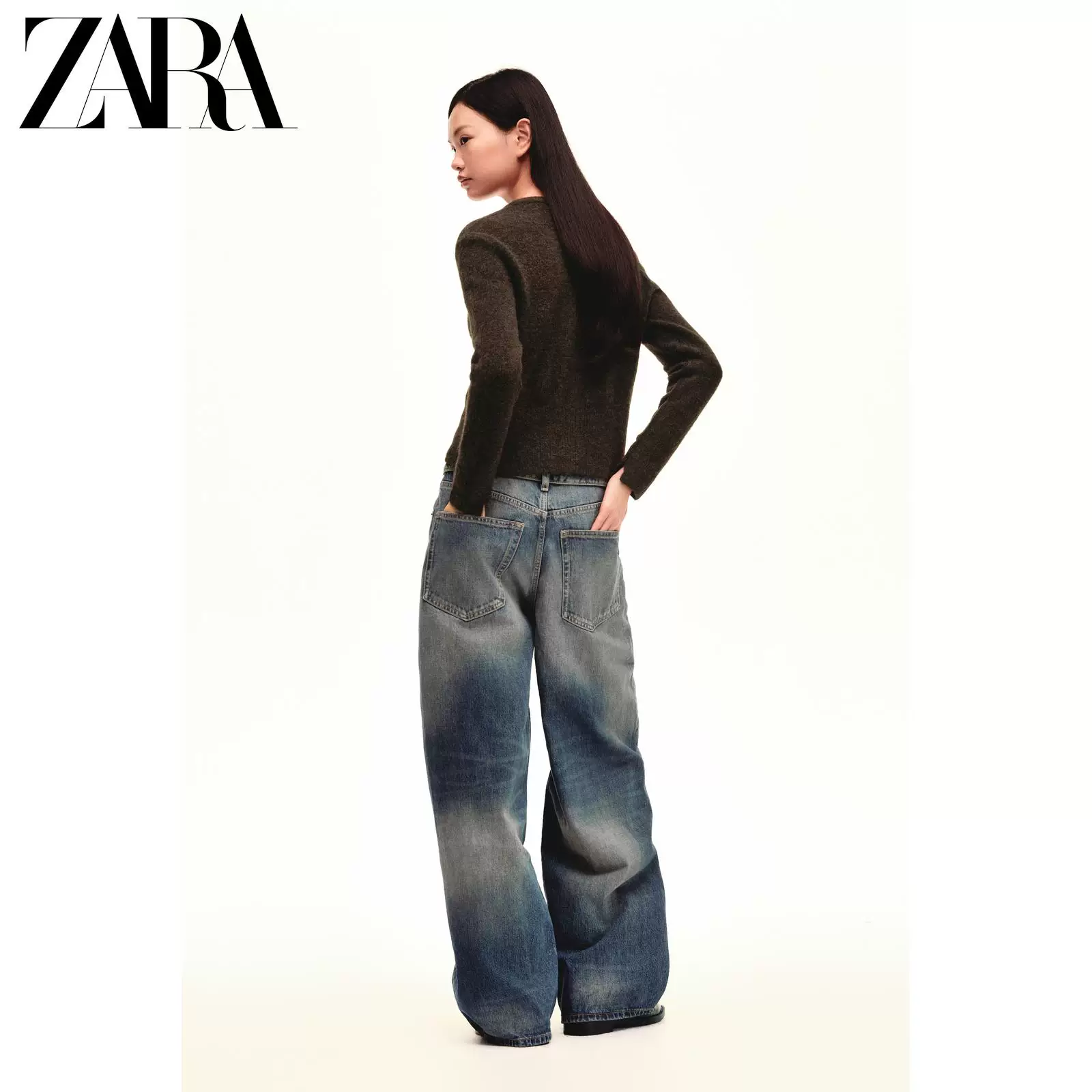 ZARA 2025 зима новые товары Женский лонгслив круглый вырез шарик пуговицы вязаная куртка 5536159 719