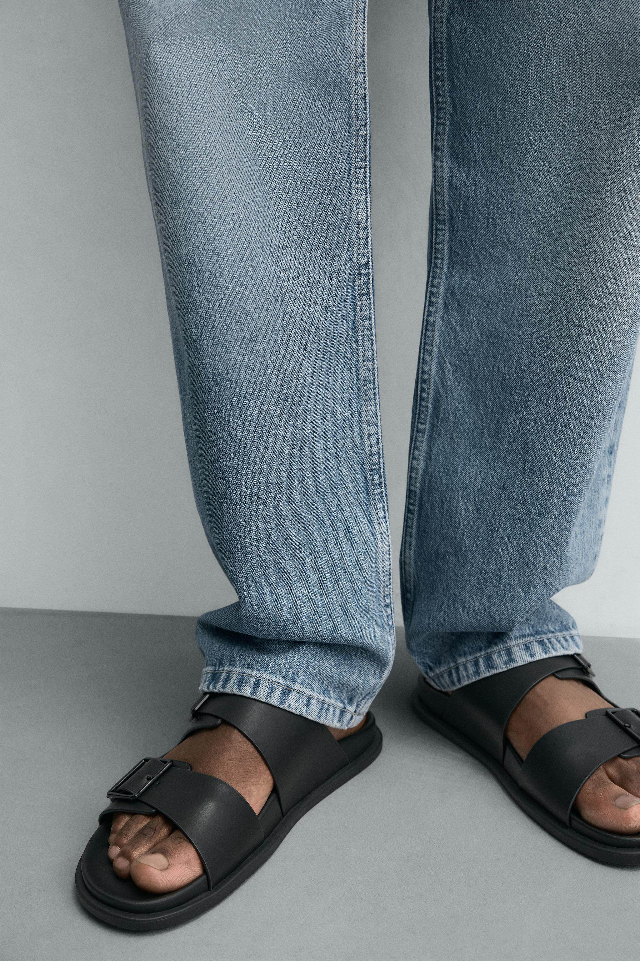 ZARA 2026 новая весна и лето Вкус мужская обувь черный двойной Украсить квартира сандалии песчаный пляж Туфли 2703720 800 