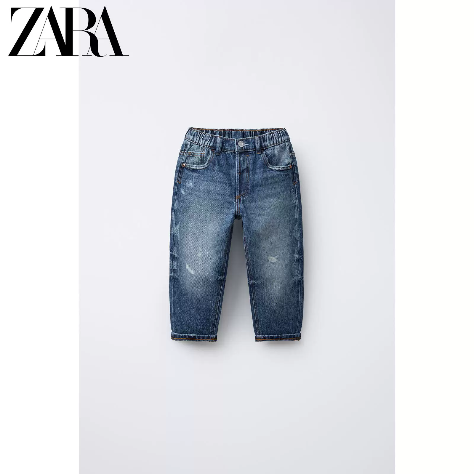 ZARA 2025 Осенние новые товары для малышей и дошкольников свободные повседневные джинсы с дырками декор 4441508 407