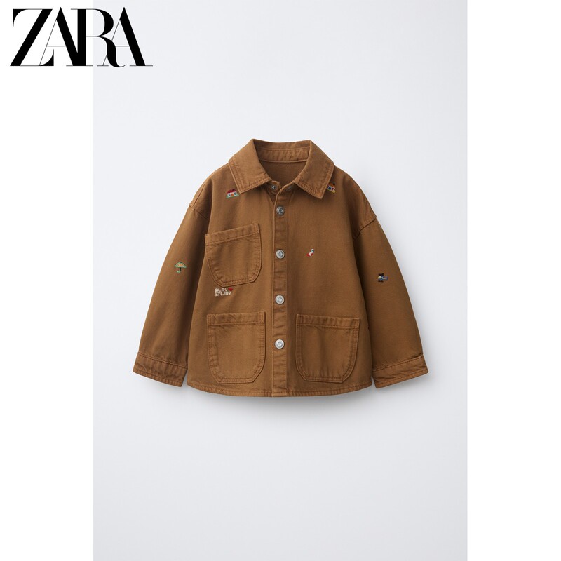 Zara2026 Autumn New Products Baby Boys Canvas Embroidered Shirt Jacket 4441499 732 Zara2026 Autumn New Products Baby Boys Canvas Embroidered Shirt Jacket 4441499 732