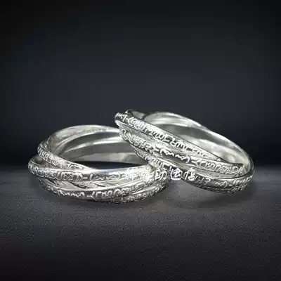 Thai Buddha five scriptures ring sterling silver ring