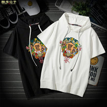 Mens short sleeve t-shirt trend 2020 Summer new thin half sleeve hooded men loose hoodie fashion brand sweater