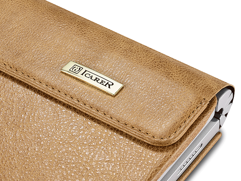 iCarer Oil Wax Vintage / Embossed Crocodile / Litchi Pattern Handmade Genuine Leather Detachable Flip Case for Surface Book