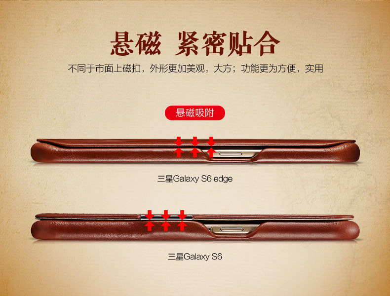 iCarer Vintage Series Side Open Handmade Genuine Cowhide Leather Case Cover for Samsung Galaxy S6 edge Plus & S6 edge & S6