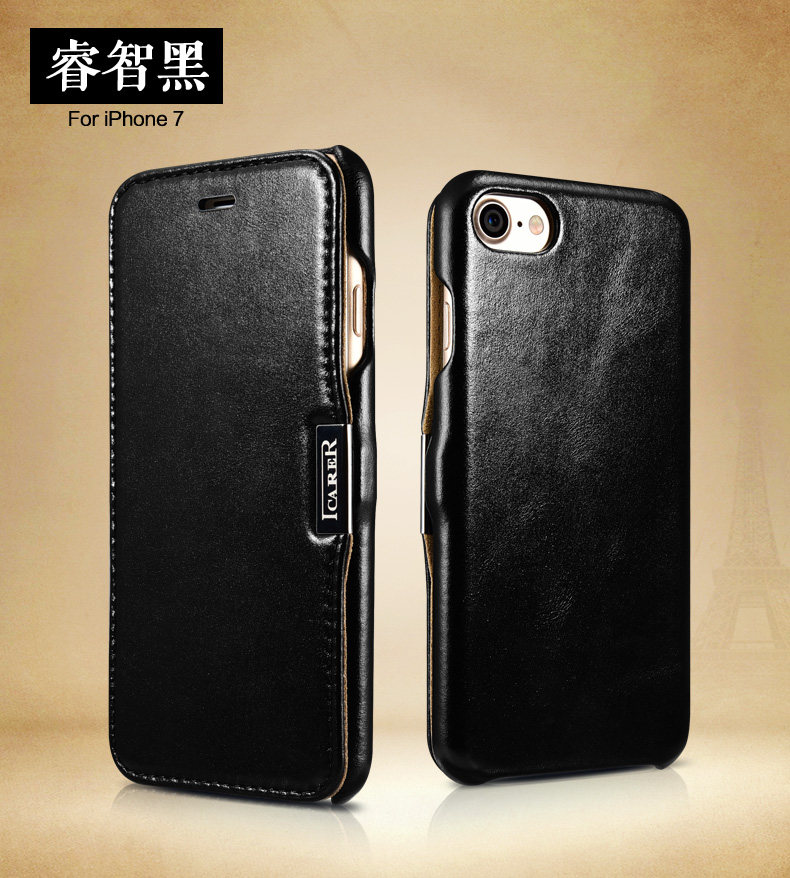 iCarer Vintage Series Side Open Handmade Genuine Cowhide Leather Case Cover for Apple iPhone 7 Plus & iPhone 7