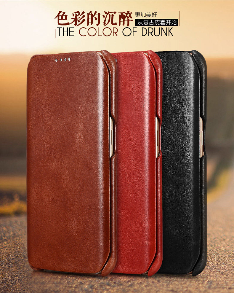 iCarer Vintage Series Side Open Handmade Genuine Cowhide Leather Case Cover for Samsung Galaxy S6 edge Plus & S6 edge & S6