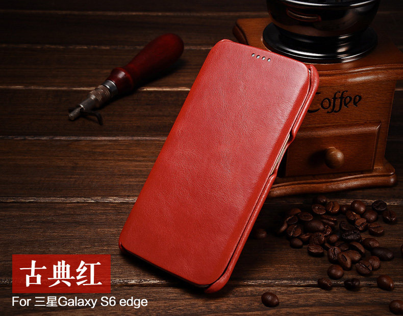 iCarer Vintage Series Side Open Handmade Genuine Cowhide Leather Case Cover for Samsung Galaxy S6 edge Plus & S6 edge & S6