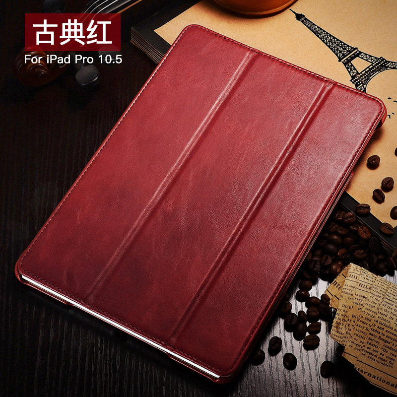 iCarer Vintage Series Smart Awakening Handmade Genuine Cowhide Leather Case Cover for Apple iPad Pro 10.5-inch