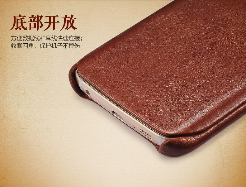 iCarer Vintage Series Side Open Handmade Genuine Cowhide Leather Case Cover for Samsung Galaxy S6 edge Plus & S6 edge & S6
