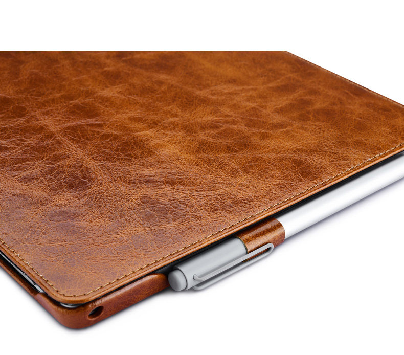 iCarer Oil Wax Vintage Series Handmade Genuine Cowhide Leather Case Cover for MicroSoft Surface Pro 4