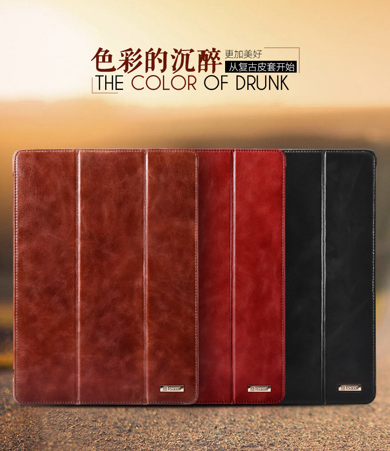 iCarer Vintage Series Smart Awakening Handmade Genuine Cowhide Leather Case Cover for Apple iPad Pro 12.9-inch & iPad Pro 9.7