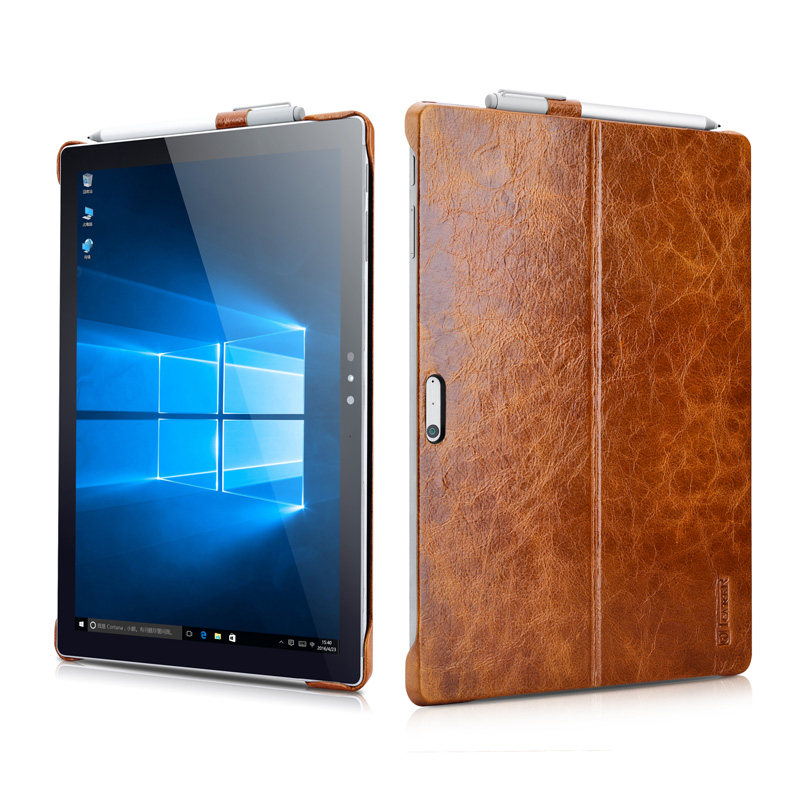 iCarer Oil Wax Vintage Series Handmade Genuine Cowhide Leather Case Cover for MicroSoft Surface Pro 4