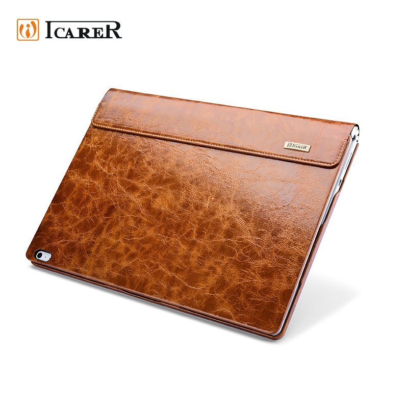 iCarer Oil Wax Vintage / Embossed Crocodile / Litchi Pattern Handmade Genuine Leather Detachable Flip Case for Surface Book