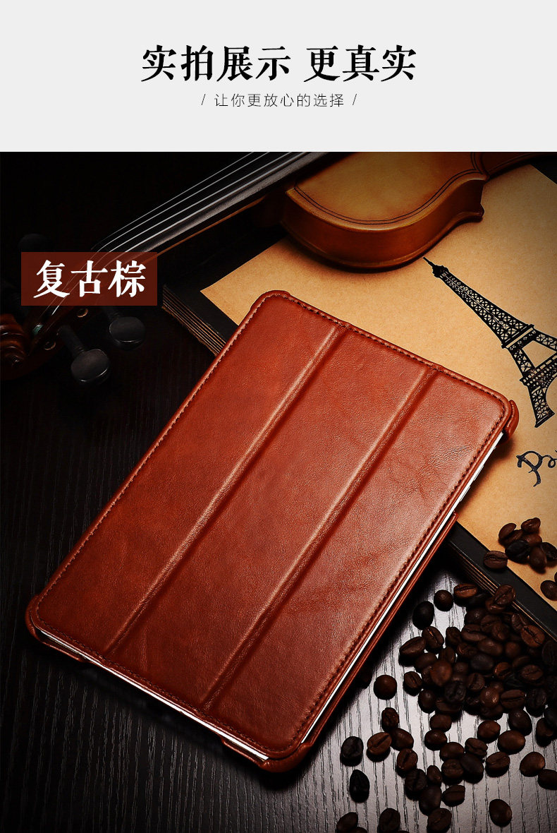 iCarer Vintage Series Smart Awakening Handmade Genuine Cowhide Leather Case Cover for Apple iPad Air 2/1