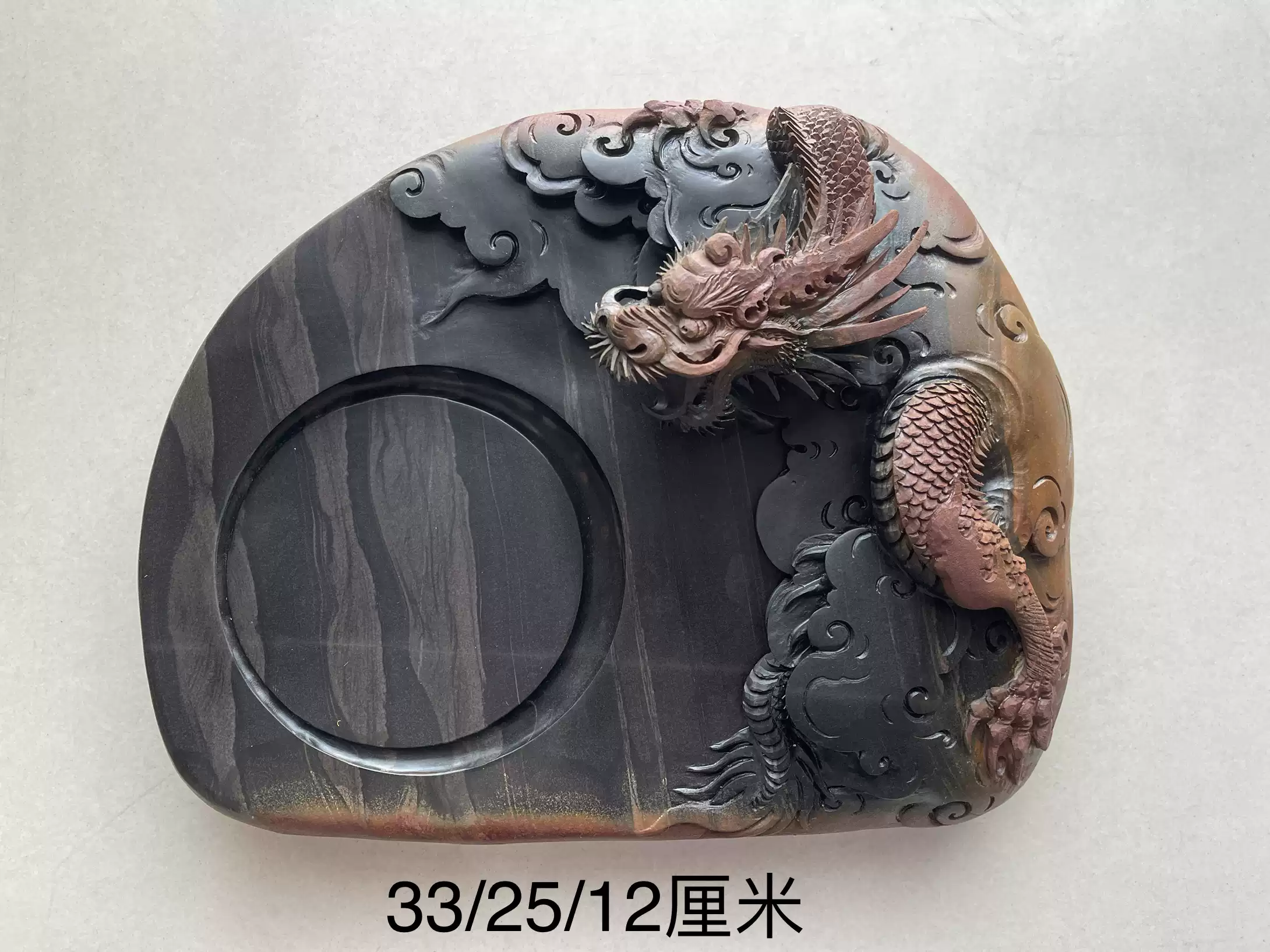 中国端渓硯 石眼 龍彫刻 骨董品 中国四大名硯 中国美術 端渓