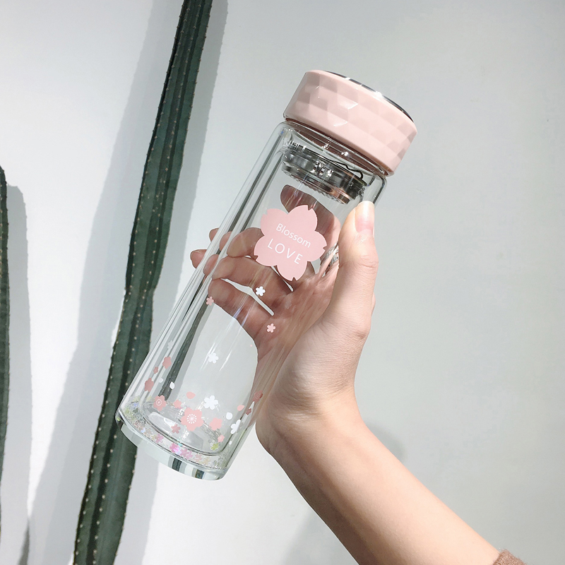 College Students Cups Creative Personality Trends Glass Cups Nordic Style Women Ins Wind Resistant Portable Thickness D