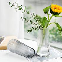 Round small vase with a high-end sense of big belly glass design sense of big belly small diameter small mouth narrow mouth modern simplicity
