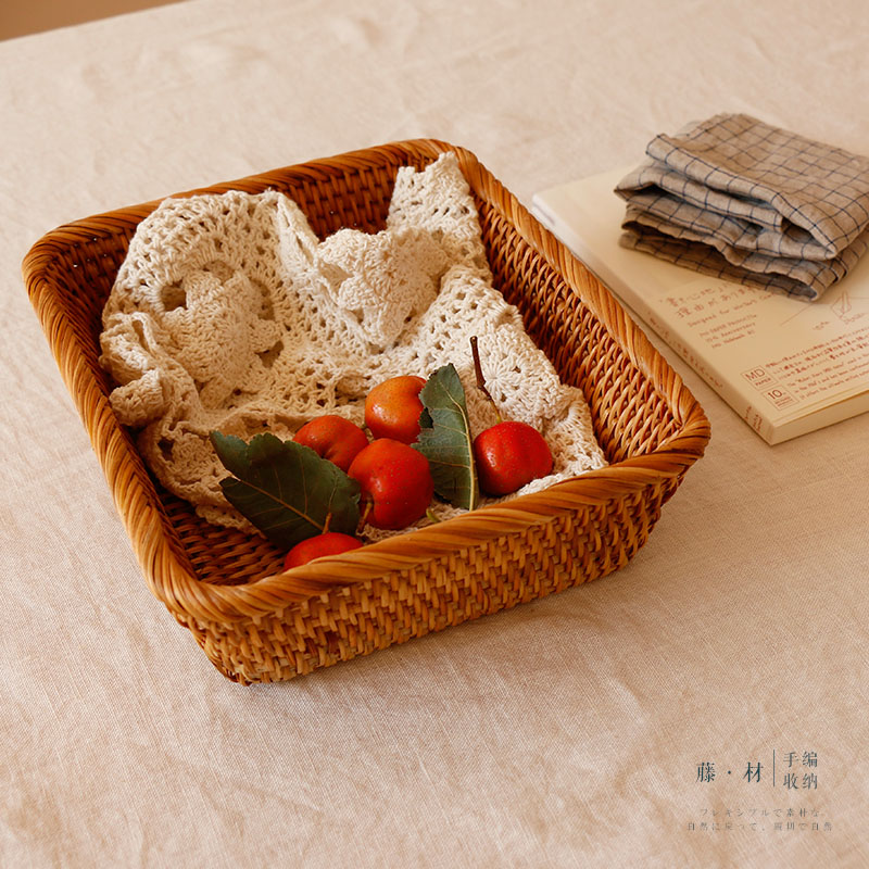 Rattan frame -- autumn rattan rectangular containing basket light lavish inclusions containing basket retro handwoven containing basket