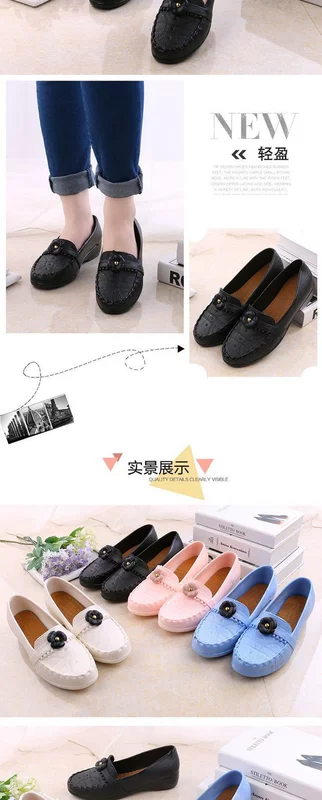 2017 mới bốn mùa mưa giày nữ chống trượt đậu nông miệng thấp để giúp giày không thấm nước giày ống ngắn đi giày nhựa
