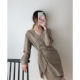 ilessisWANG Plaid Dress Women's Spring Wear 2021 New Temperament V-neck Thin Fashionable Retro Skirt