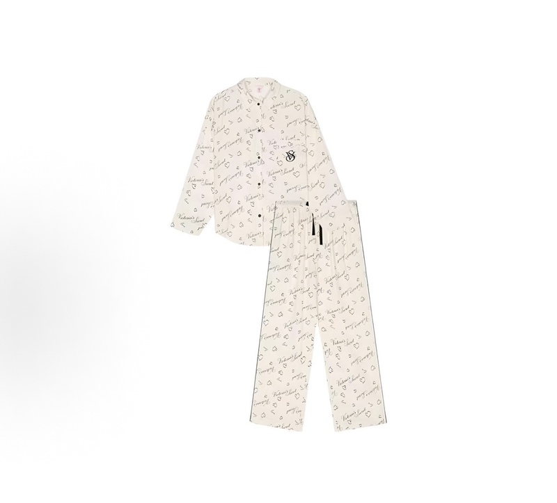Authentic Victoria's Secret Tencel Cotton Pajama Set Long-Sleeved Long Pants Autumn and Winter Home Wear for Women Authentic Victoria's Secret Tencel Cotton Pajama Set Long-Sleeved Long Pants Autumn and Winter Home Wear for Women