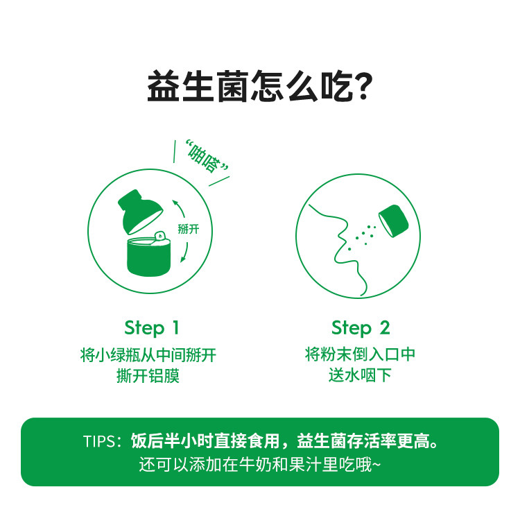 WONDERLAB 万益蓝_益家小绿瓶™ 益生菌即食乳酸菌食品_10瓶装 【加速代谢】