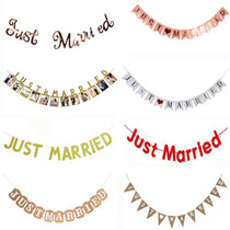 JUST MARRIED wedding letters pull flower wedding decoration photo props creative wedding room decoration background banner