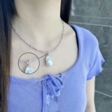 Серебряное ожерелье из жемчуга, подвеска, универсальный аксессуар из нефрита из воскового агата