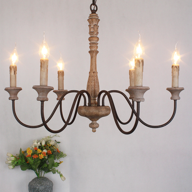 American Country-Style Candle Chandelier, Vintage Japanese-Style Pastoral French-Style European-Style Bedroom Living Room Natural Wood Lighting Fixtures American Country-Style Candle Chandelier, Vintage Japanese-Style Pastoral French-Style European-Style Bedroom Living Room Natural Wood Lighting Fixtures