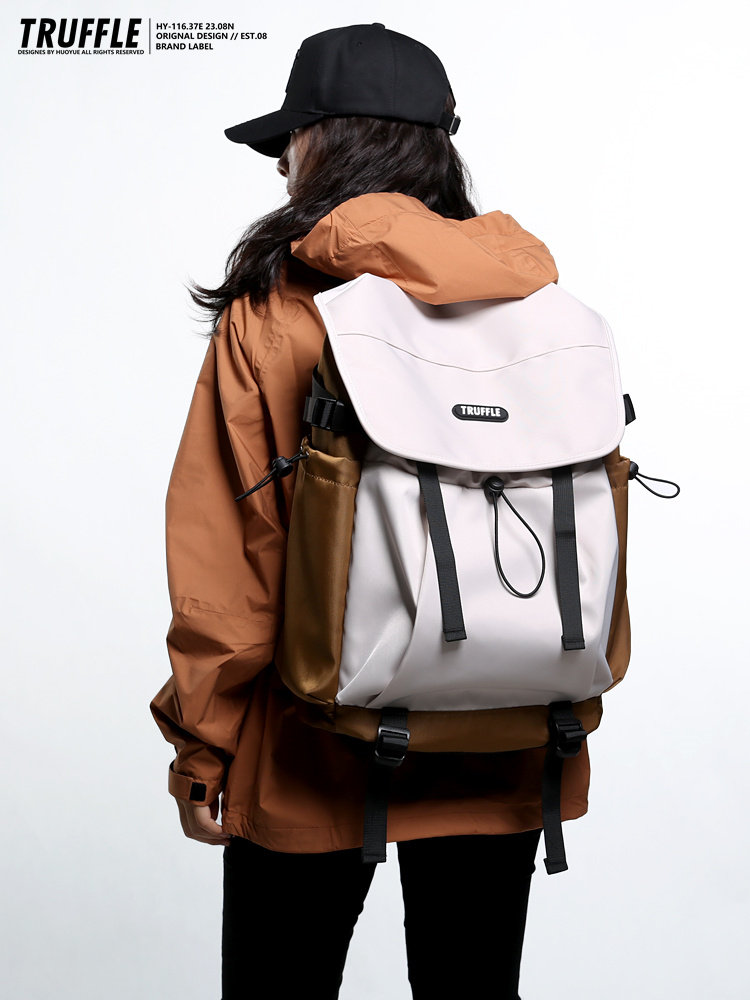 Truffle Trendy Large-Capacity Travel Backpack for Men, Junior High School and High School Schoolbag, Casual College Student Computer Backpack