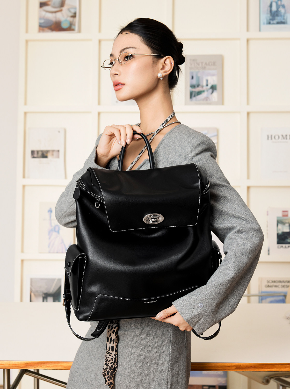 SmoSmos Flap-Top Backpack Fits 16-Inch Laptop