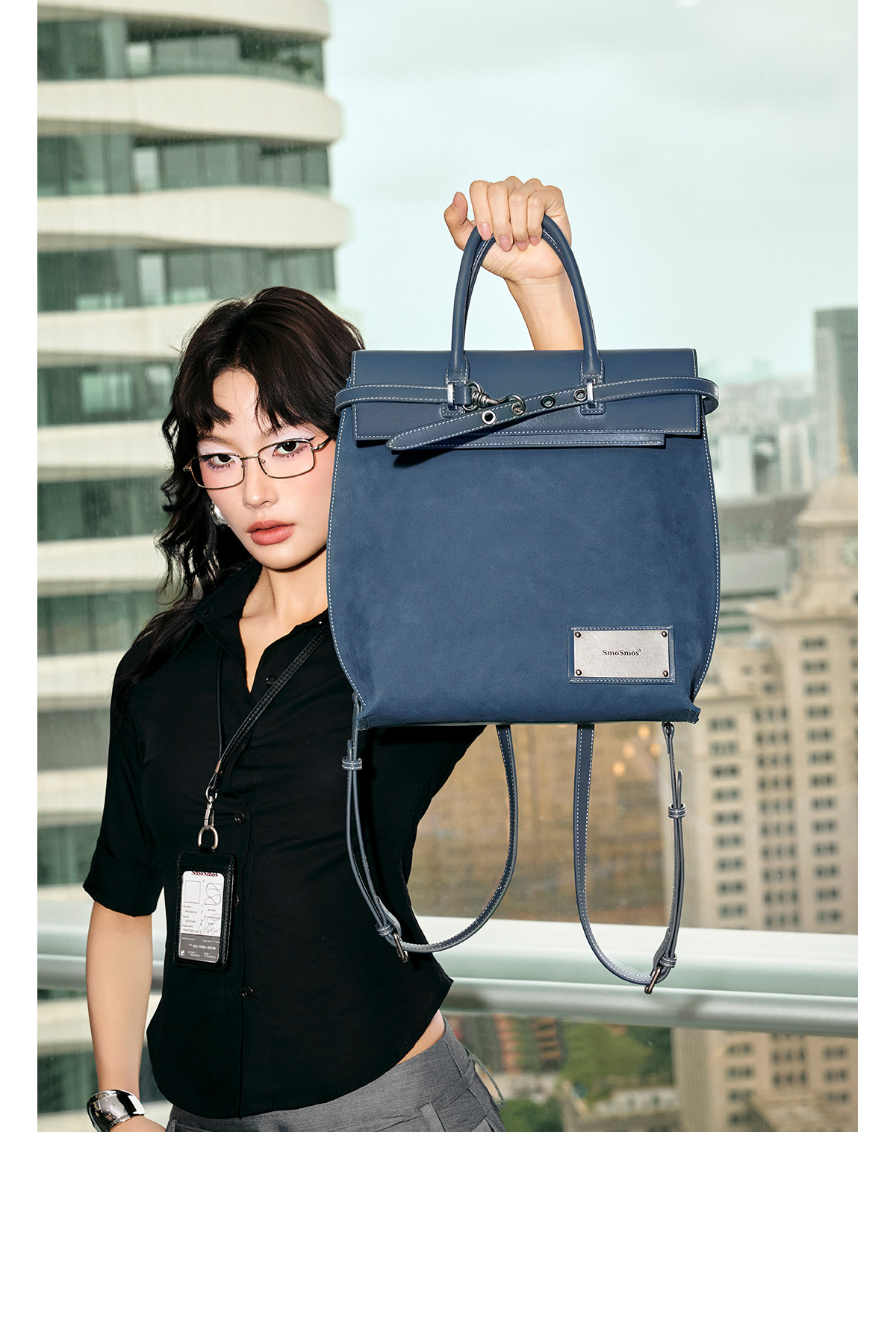 SmoSmos Deep Sea Blue Suede Leather Backpack