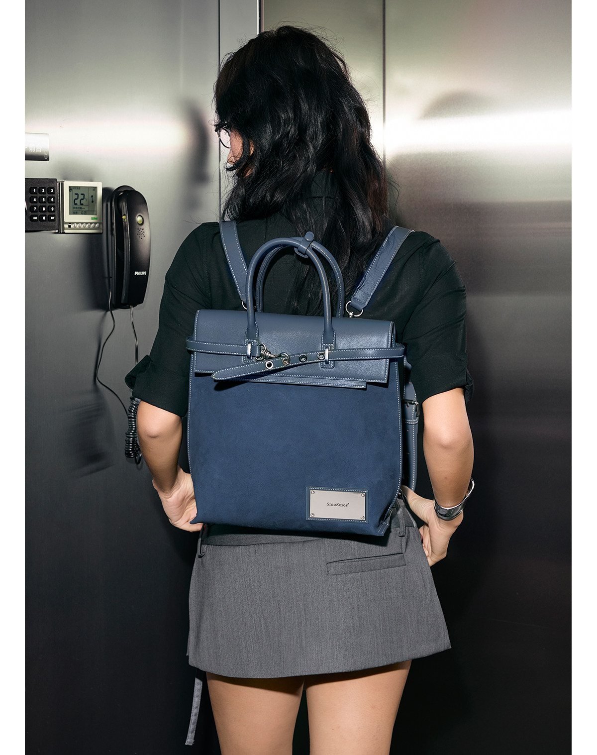 SmoSmos Deep Sea Blue Suede Leather Backpack