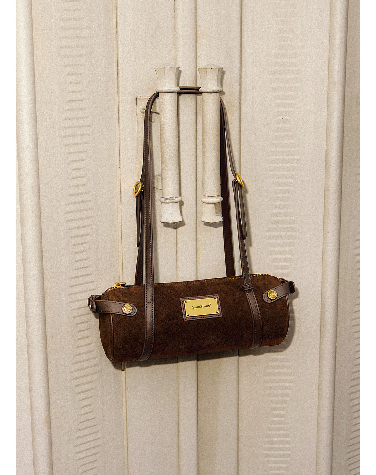 SmoSmos Caramel Suede Cylinder Shoulder Bag