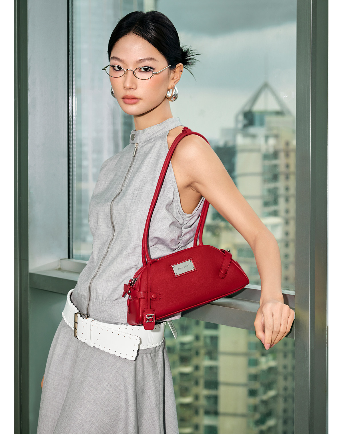 SmoSmos Leather Bowling Underarm Bag