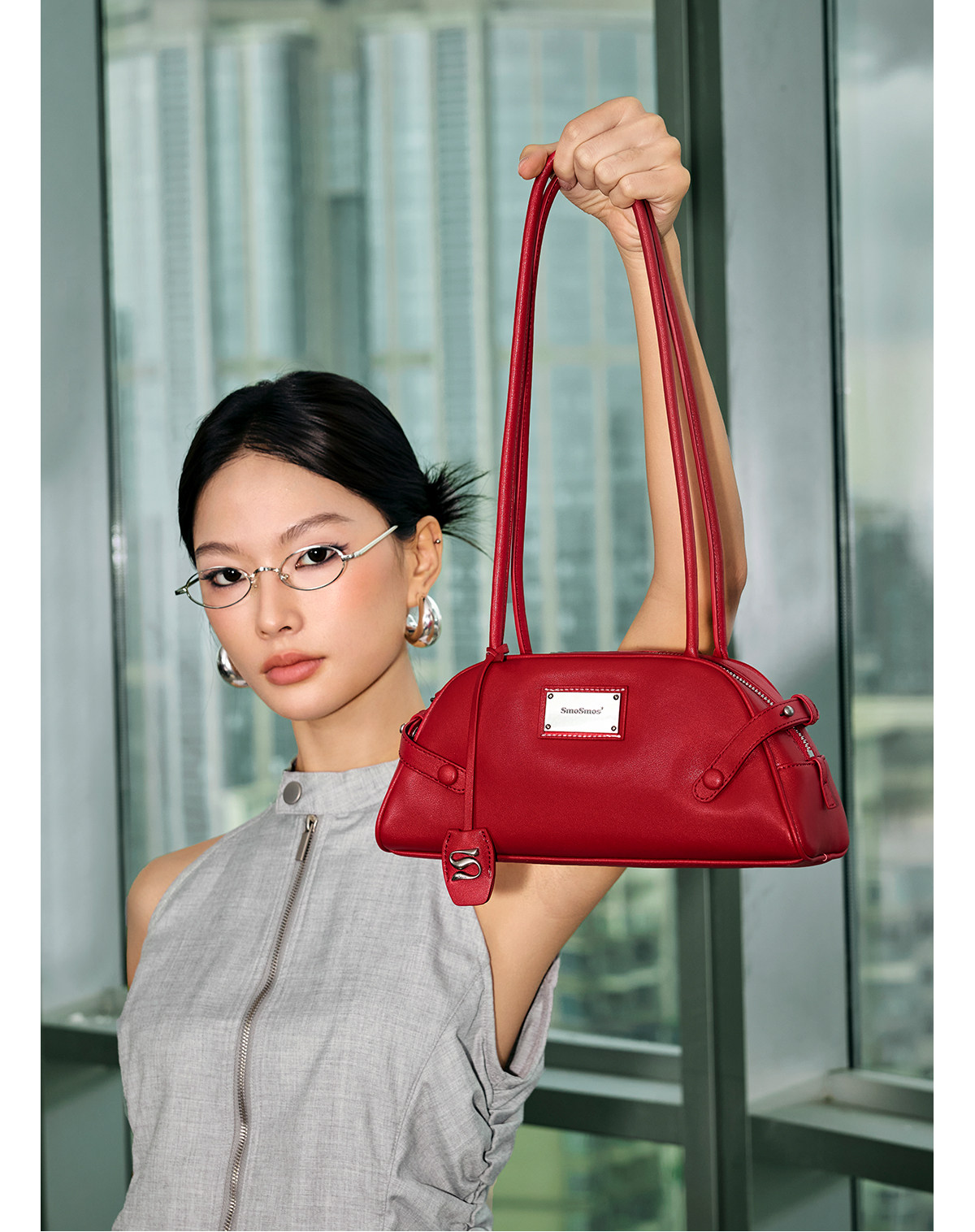SmoSmos Leather Bowling Underarm Bag