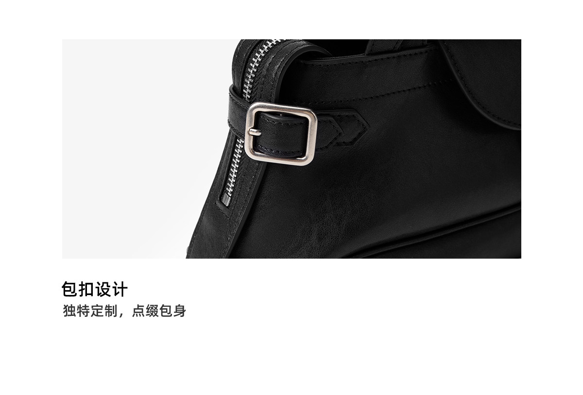 SmoSmos Vegetable-Tanned Black Leather Underarm Bag