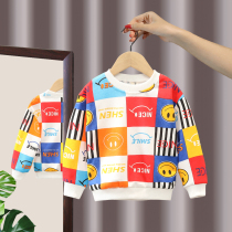 Childrens thin sweatshirt baby spring autumn clothes new ocean qi round collar bottom-shirt pure cotton male wave boy smiling face-boy