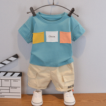 Boy Summer Suit Children Short Sleeves Two Sets Foreign Air Baby Summer Pure Cotton T-Shirt Tide Boy Overalls