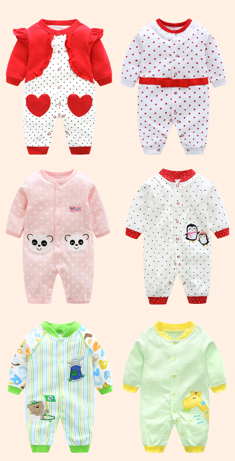 Quần áo trẻ em Xiêm cotton nam và nữ Quần áo sơ sinh mỏng phần 0-6 tháng dài tay áo ra ngoài đồ ngủ bộ khủng long