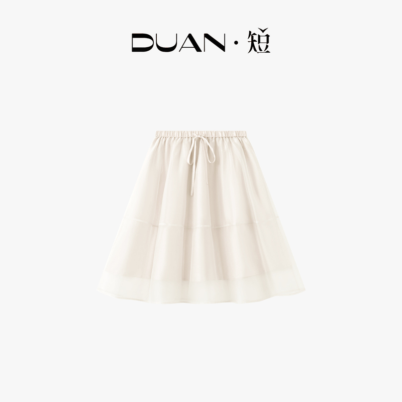 【Moonlight Little Dress】100% Mulberry Silk Skin-Friendly Lining, Elegant Elastic Waist Gauze Skirt, Slimming Midi Skirt, Half Skirt