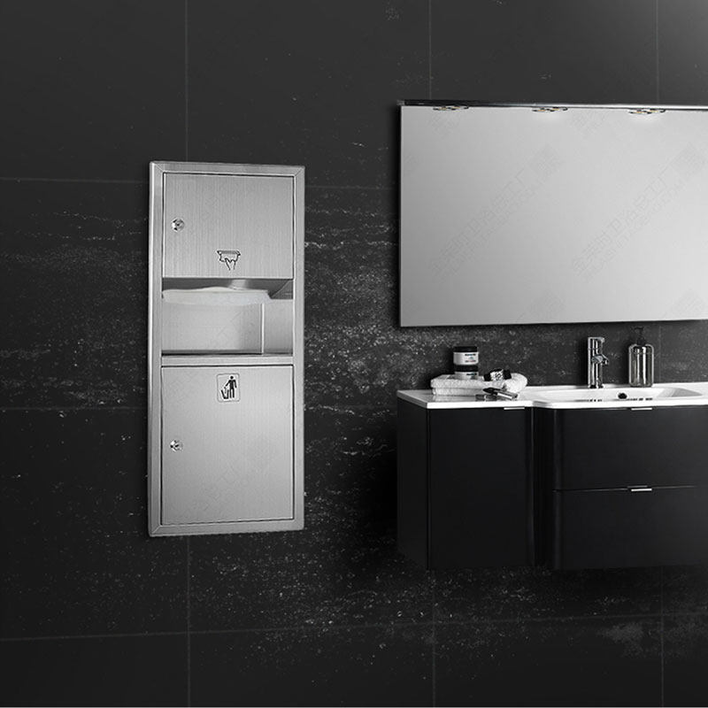 Stainless steel tissue box 3 in one hotel toilet toilet box embedded uncertain All makeup room toilet box