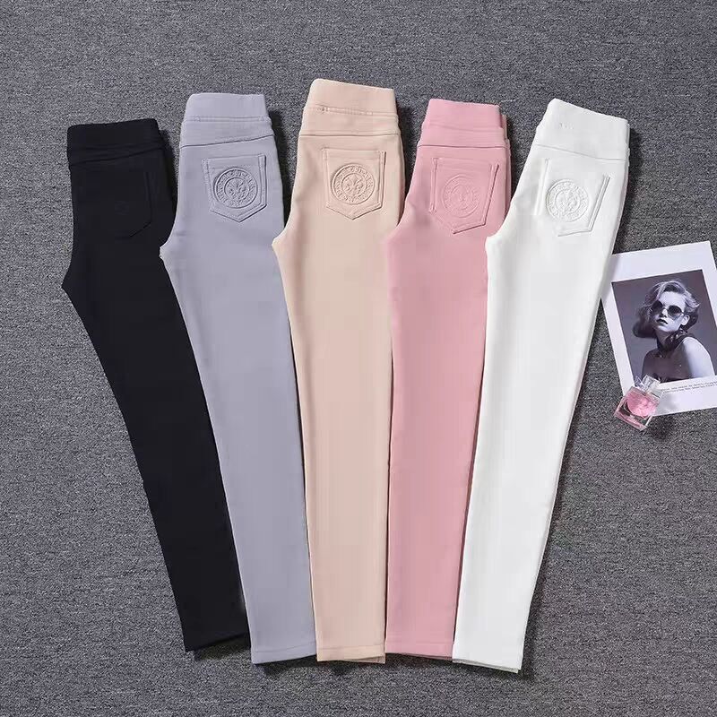 Trendy Brand Leggings for Petite Women, White Pants for Outerwear, Skinny Pants, Spring Style, Pencil Pants to Pair with Boots, Thin Summer Style