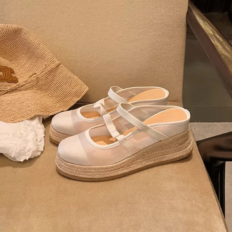 Zhao Lusi & Xu Yan's Same Style Hemp Rope Wedge Casual Closed-Toe Slippers for Women, Summer Outdoor Mesh Thick-Soled Platform Sandals Zhao Lusi & Xu Yan's Same Style Hemp Rope Wedge Casual Closed-Toe Slippers for Women, Summer Outdoor Mesh Thick-Soled Platform Sandals