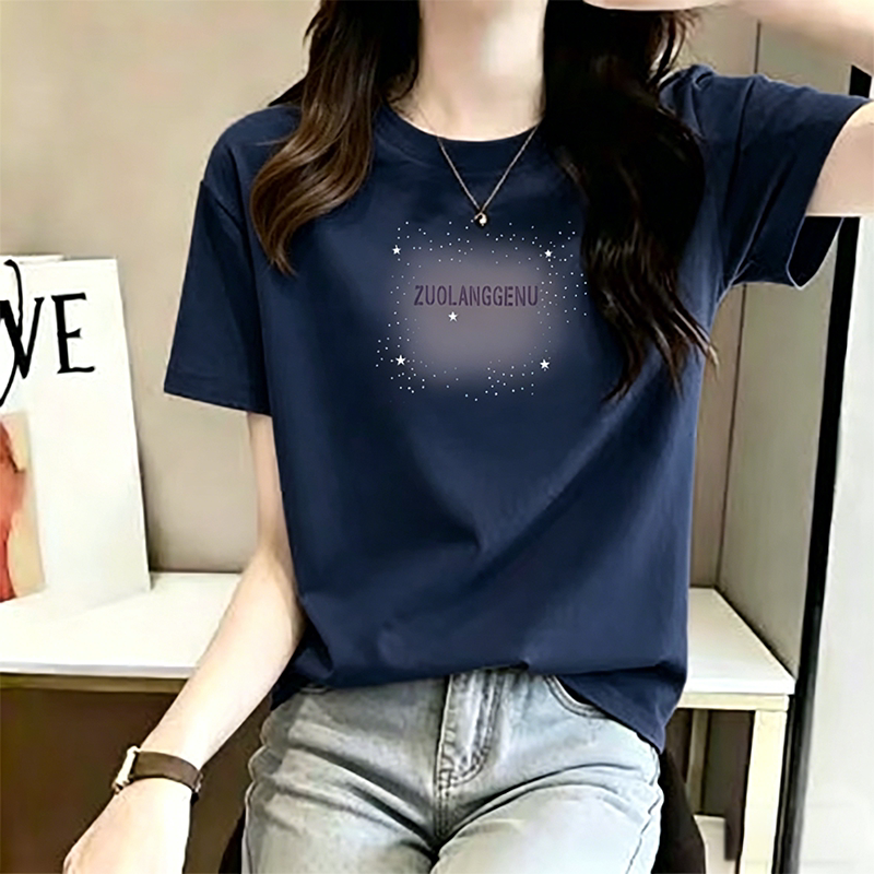 Clearance of Export Surplus Stock: Popular Mid-Length Round-Neck Short-Sleeve T-Shirt for Women, Age-Reducing, Tummy-Concealing, Stylish Top Clearance of Export Surplus Stock: Popular Mid-Length Round-Neck Short-Sleeve T-Shirt for Women, Age-Reducing, Tummy-Concealing, Stylish Top