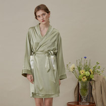 notjustpajama silk morning gown pajamas women winter short mulberry silk lace sexy robe home clothes